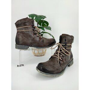 Rieker Women's Payton 27 Brown Leather Ankle Boots Size 8 US